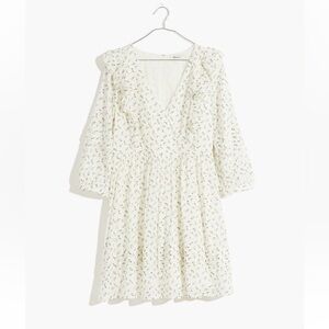 Madewell Ruffled Pleat-Sleeve Mini Dress in Spring Fling
